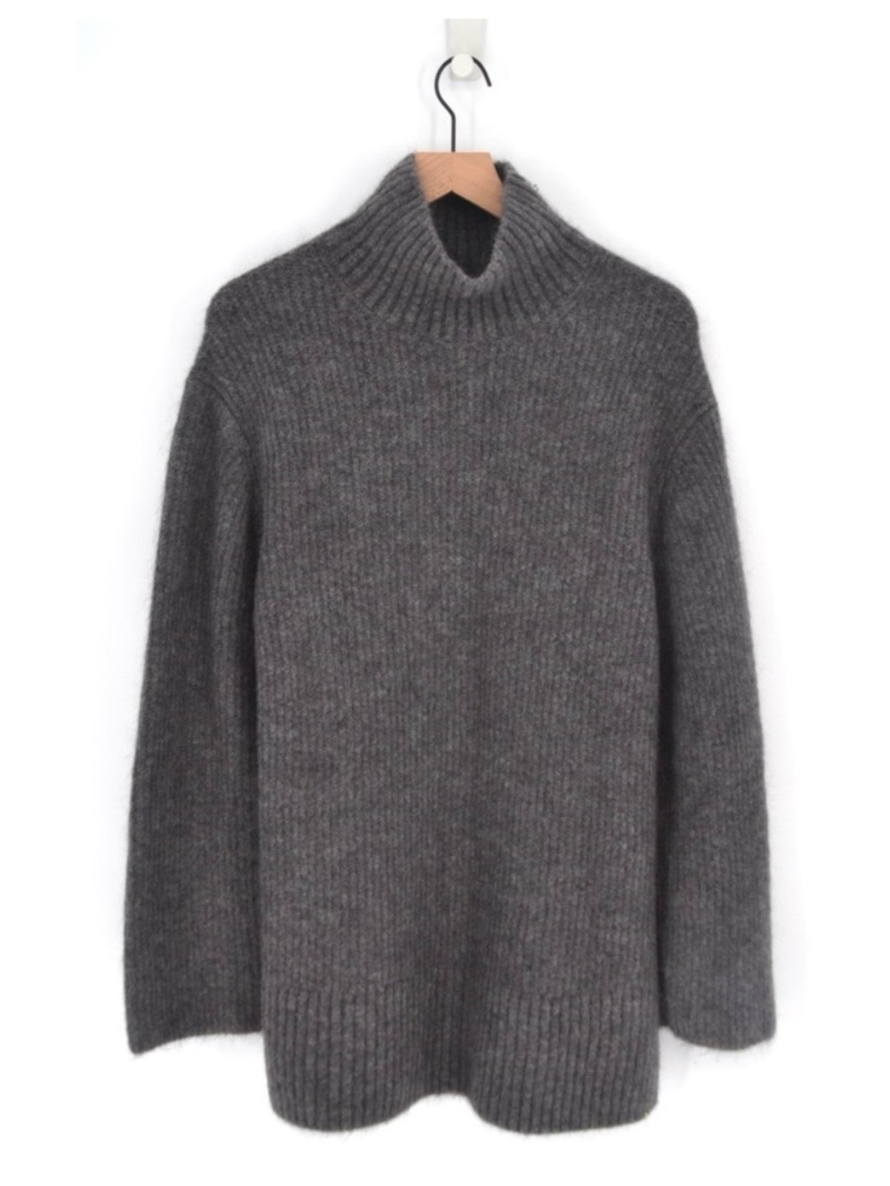 & Other Stories Turtleneck Oversized Slouchy Sweater Mohair Wool Gray Women's S